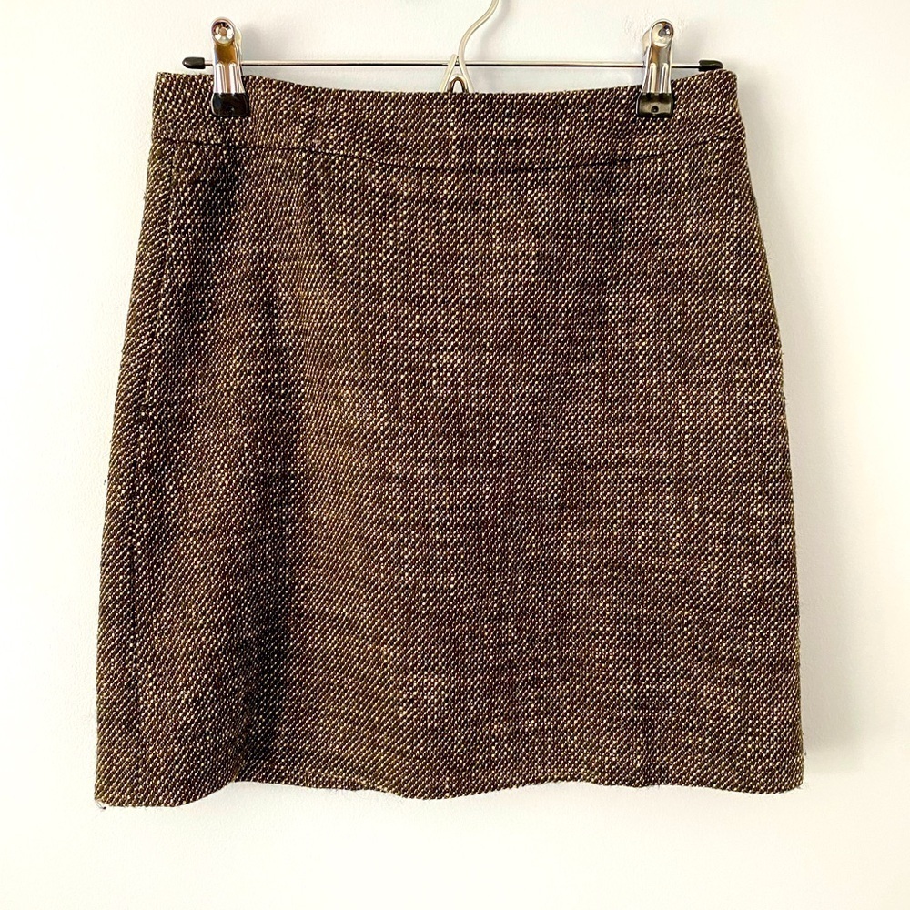 DKNY Wool Blend Brown Tweed Lined Mini Skirt, Size 2, Donna Karen New York - Picture 1 of 13